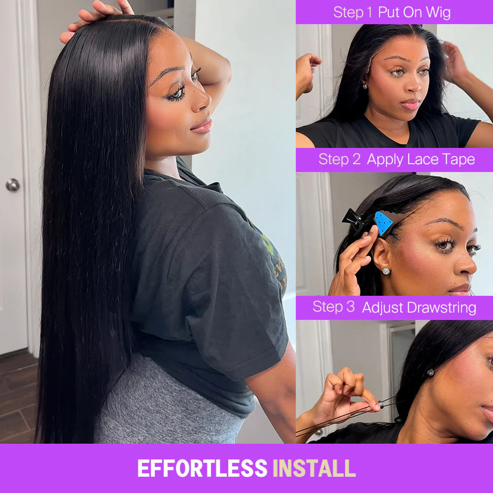 ✨New Arrivals! Fit Head Straight Wig (18-24"), Glueless Design with Secure Drawstring—The Ultimate Beginner-Friendly Unit.