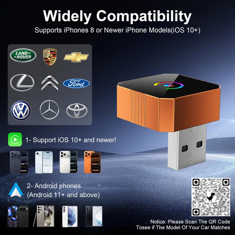 📱2026🚗✨ Wireless CarPlay & Android Auto Adapter – Fast Connect, Zero Delay, Hands-Free Calling