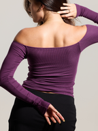 👗 Ribbed Off-Shoulder Crop Brami Top 💫 Soft, Stretchy & Elegant Fit