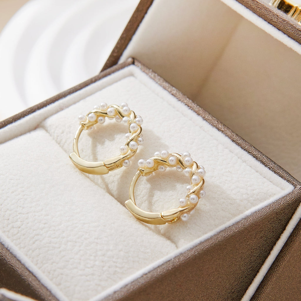 BOUCLES D'OREILLES EN PERLES TORSADÉES (PAIRE) 