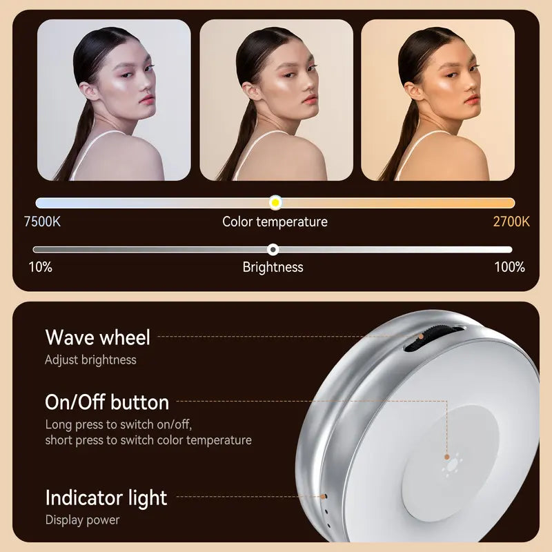 ✨ Magnetic 360° Ring Light with Mirror & Stand – Perfect for Makeup, Calls & Live Streams