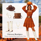 🌼 Square Neck Boho Mini Dress – Smocked Waist & Ruffle Details 💛