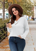 WIHOLL Long Sleeve Shirts for Women Fall Outfits V Neck T Shirts Button Down Tunic Tops Fashion Clothing