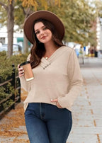 WIHOLL Long Sleeve Shirts for Women Fall Outfits V Neck T Shirts Button Down Tunic Tops Fashion Clothing